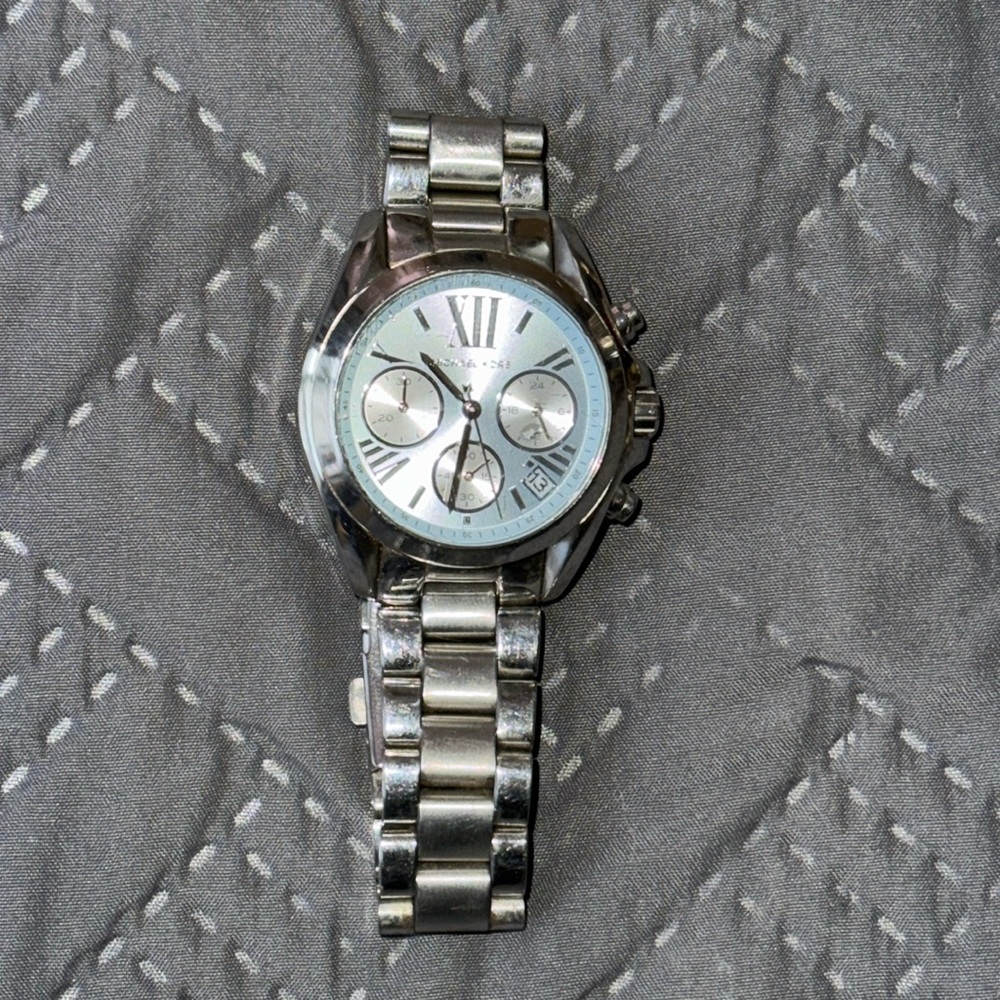 Michael Kors Women's Bradshaw Stainless Steel Light Blue Face Bracelet Watch